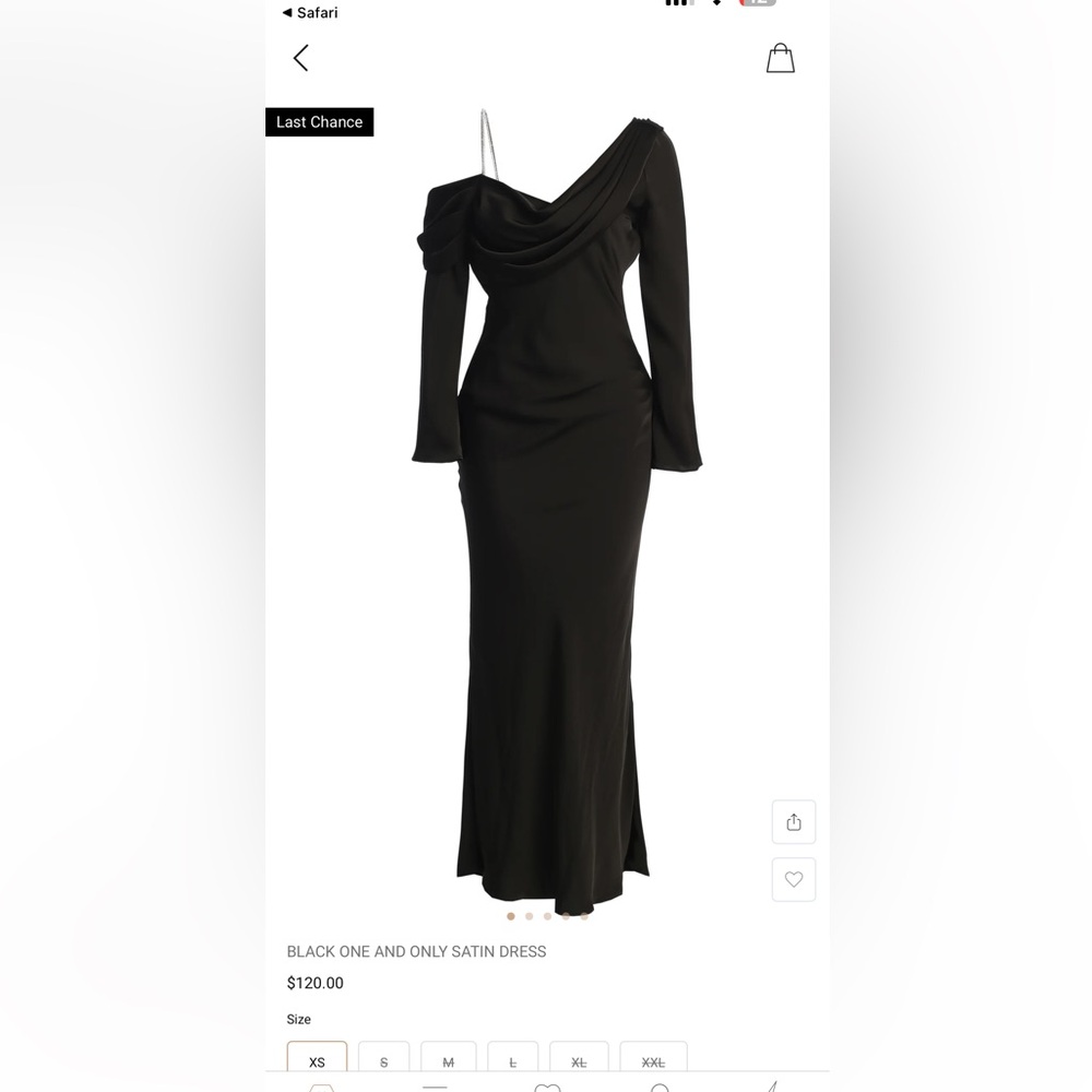 JLUXLABEL Black Satin Long Sleeve Dress